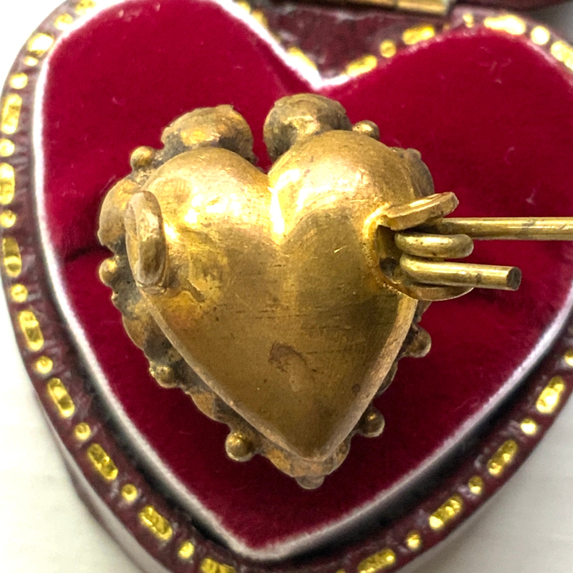 ANTIQUE VICTORIAN Pink Heart x Cameo Mini Brooch アンティーク ヴィクトリアン ピンクハート カメオ ミニブローチ