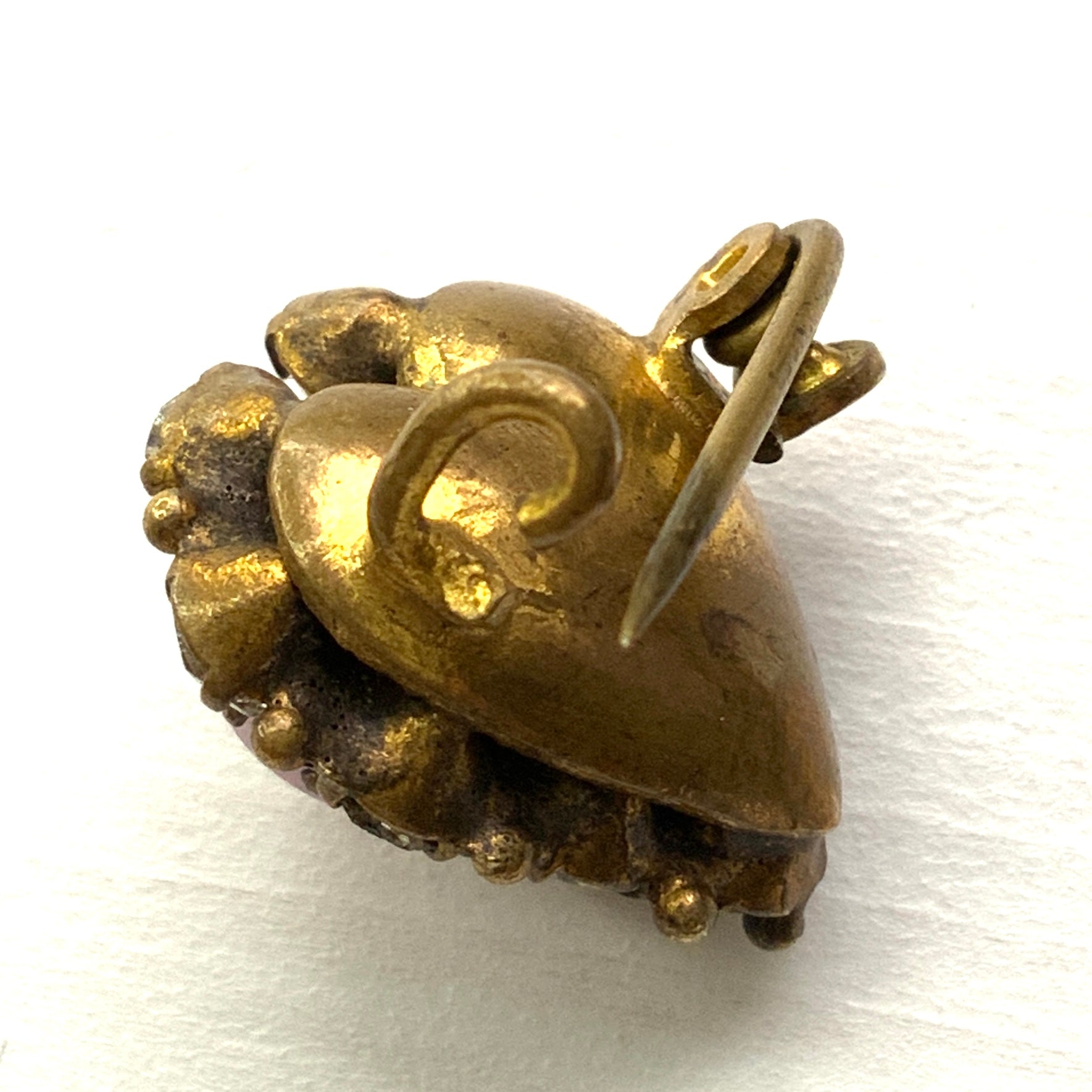 ANTIQUE VICTORIAN Pink Heart x Cameo Mini Brooch アンティーク ヴィクトリアン ピンクハート カメオ ミニブローチ