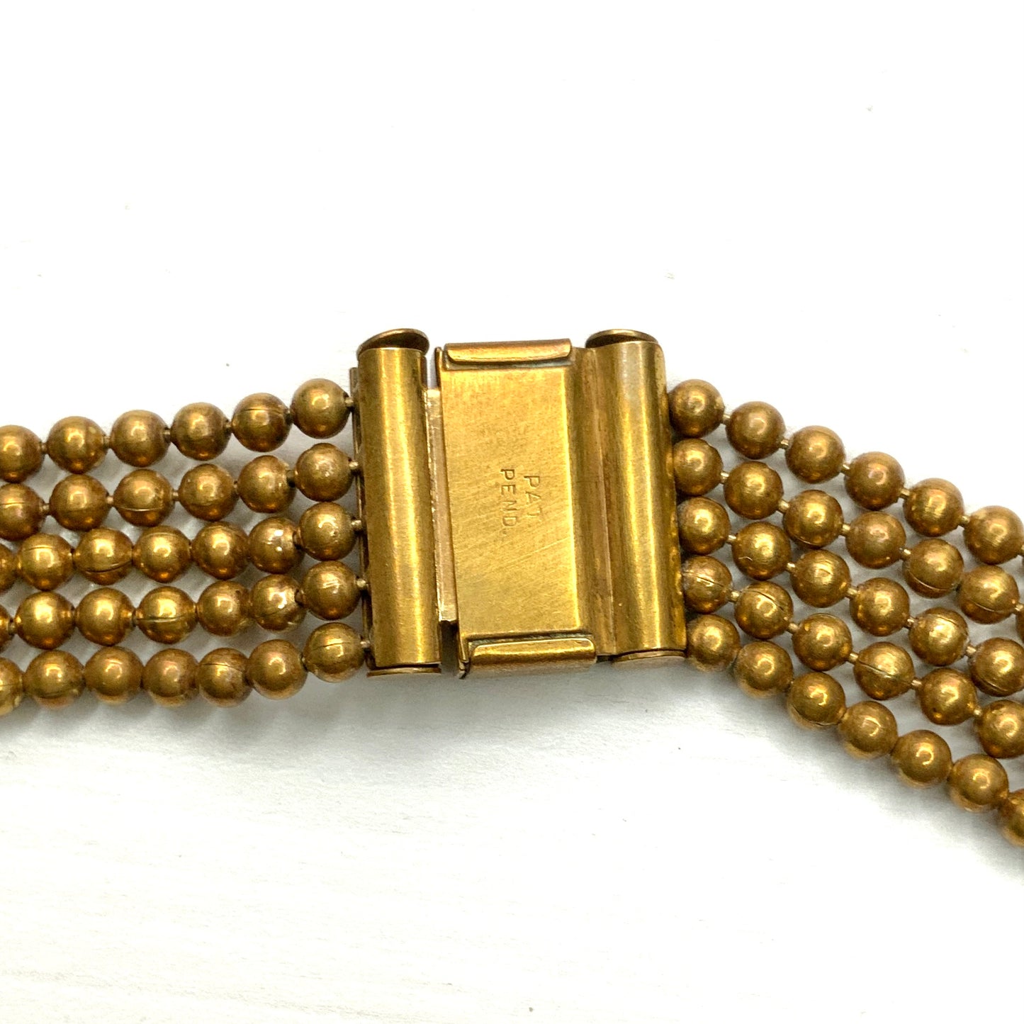 ANTIQUE 5-strand Gold Tone Brass Ball Chain Necklace