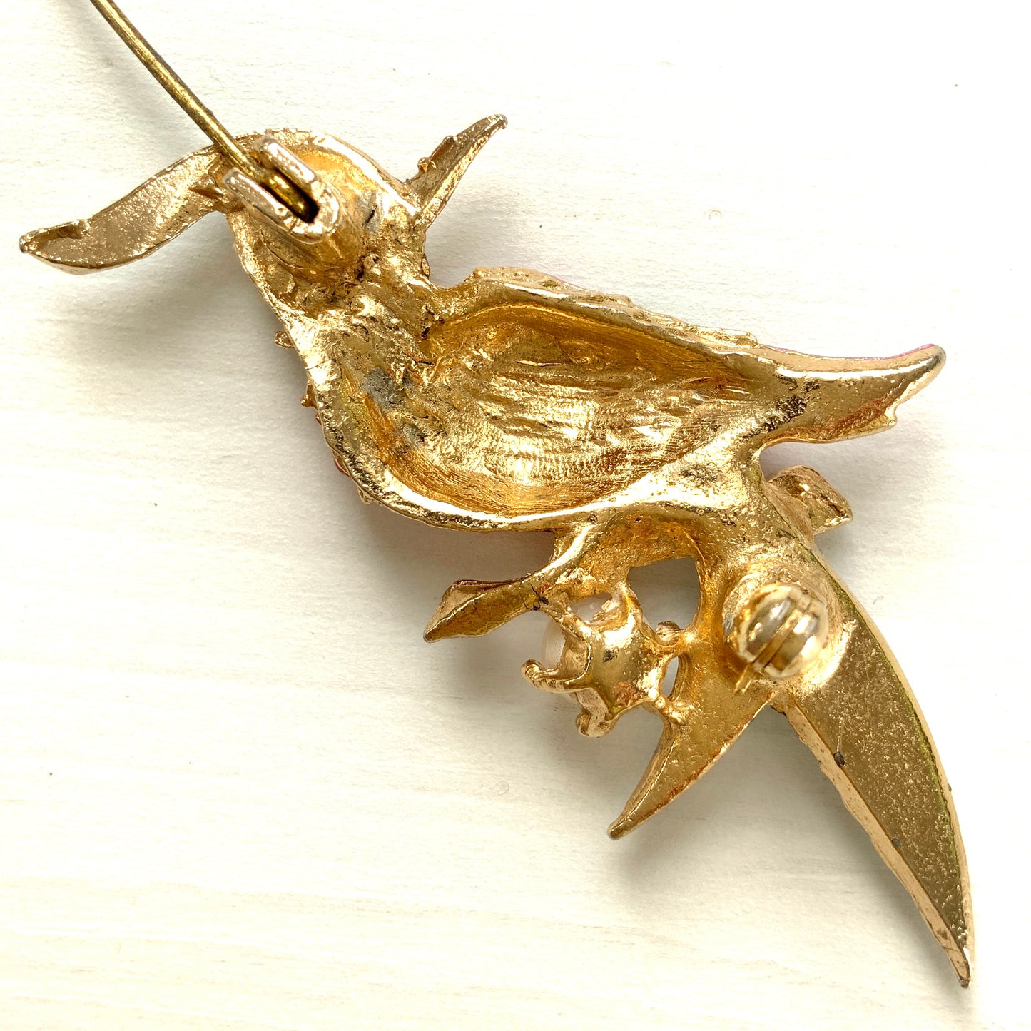 VINTAGE 1960s Colourful Enamel Parrot Bird on Branch Brooch