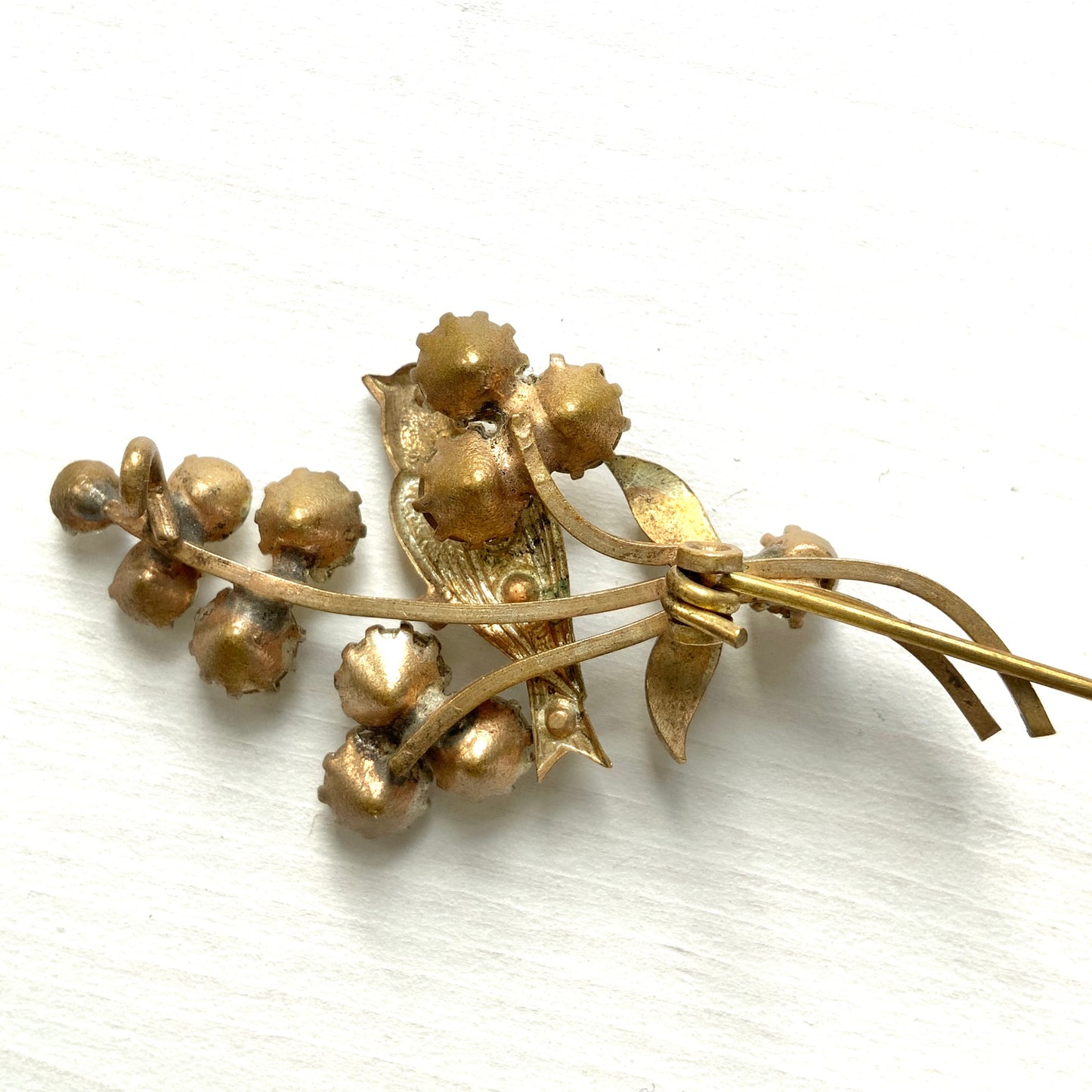 VINTAGE 1930s Yellow Enamel Bird on Silver-Tone Rhinestone Branch Brooch