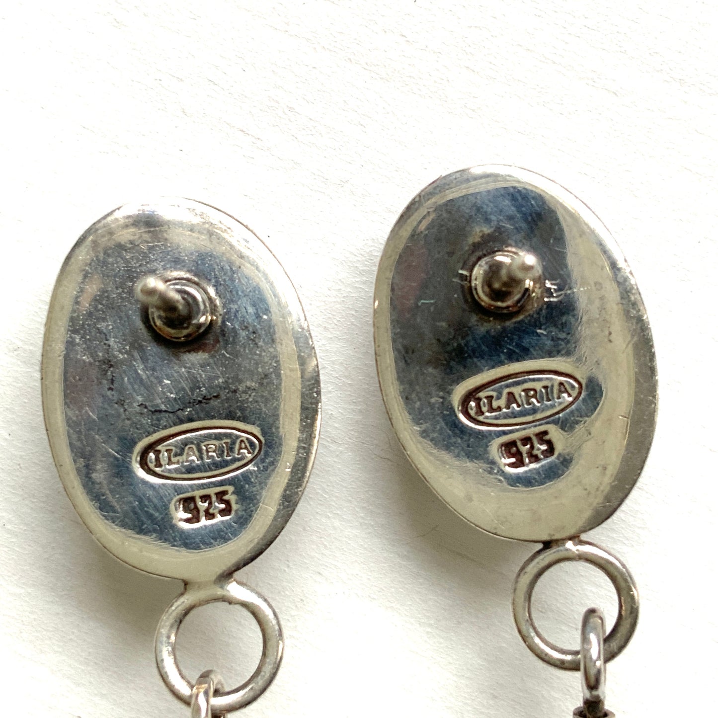 VINTAGE 1990s ILARIA PERU Malachite & Sterling Silver Dangle Earrings