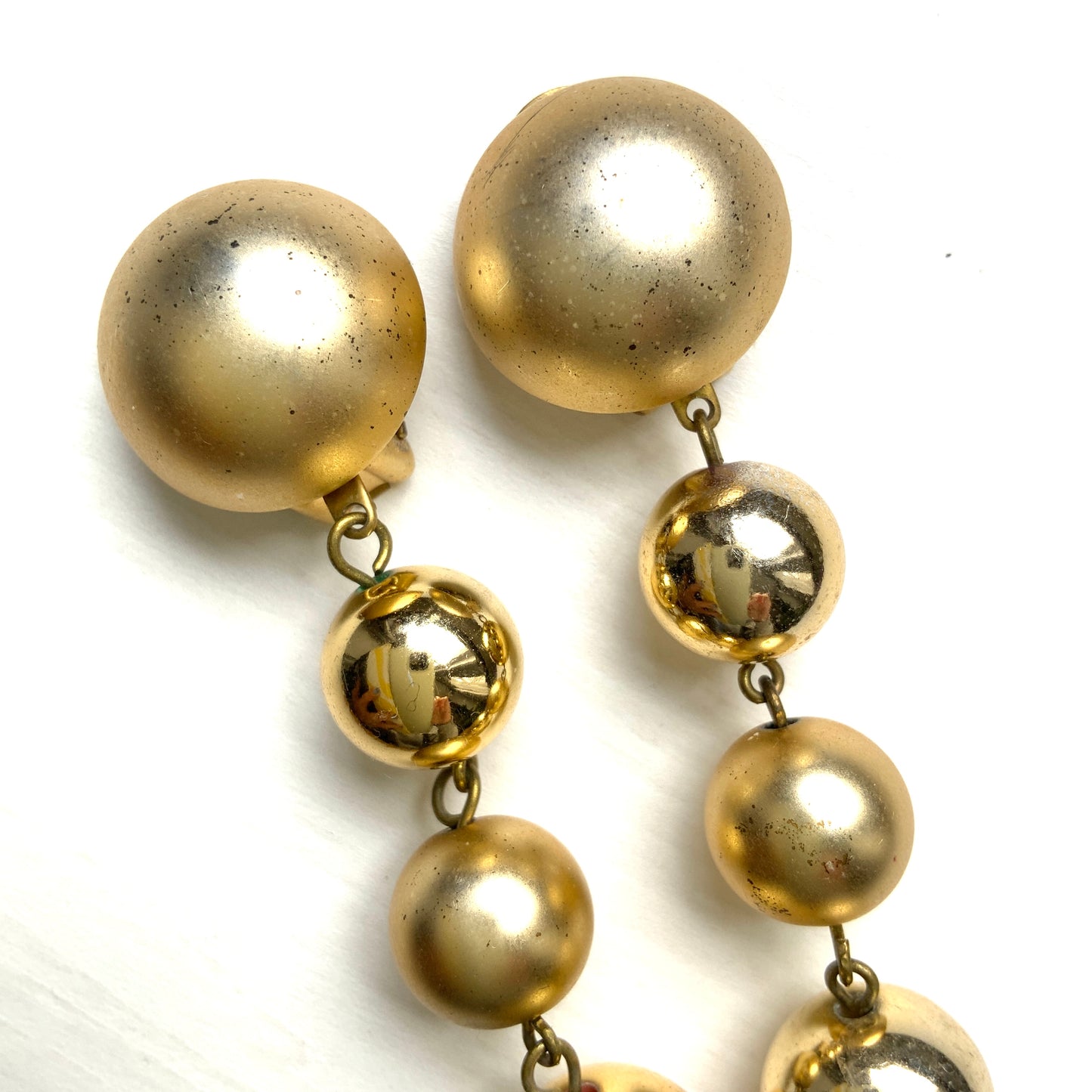 VINTAGE Gold Baroque Faux Pearl Dangle Clip-On Earrings