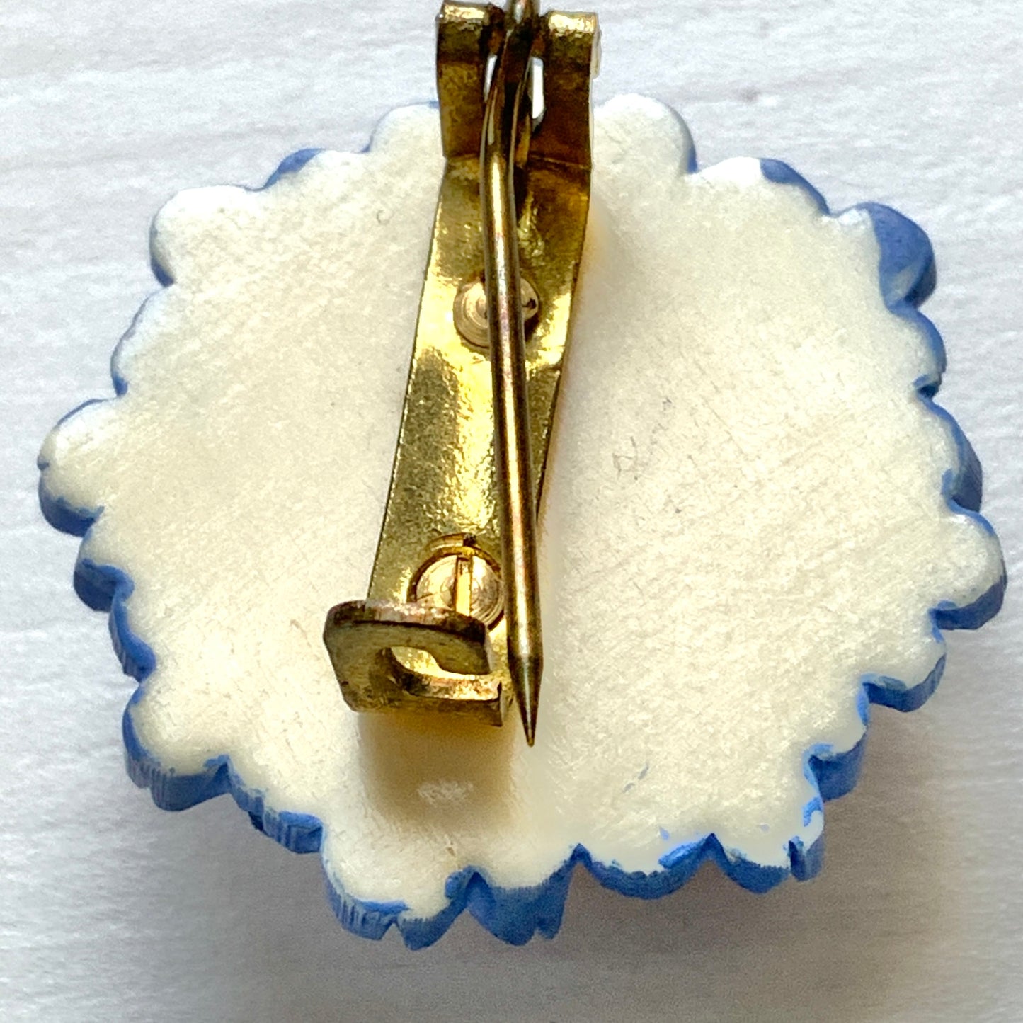 VINTAGE 1930s Rose & Forget Me Not Flower Celluloid Mini Brooch