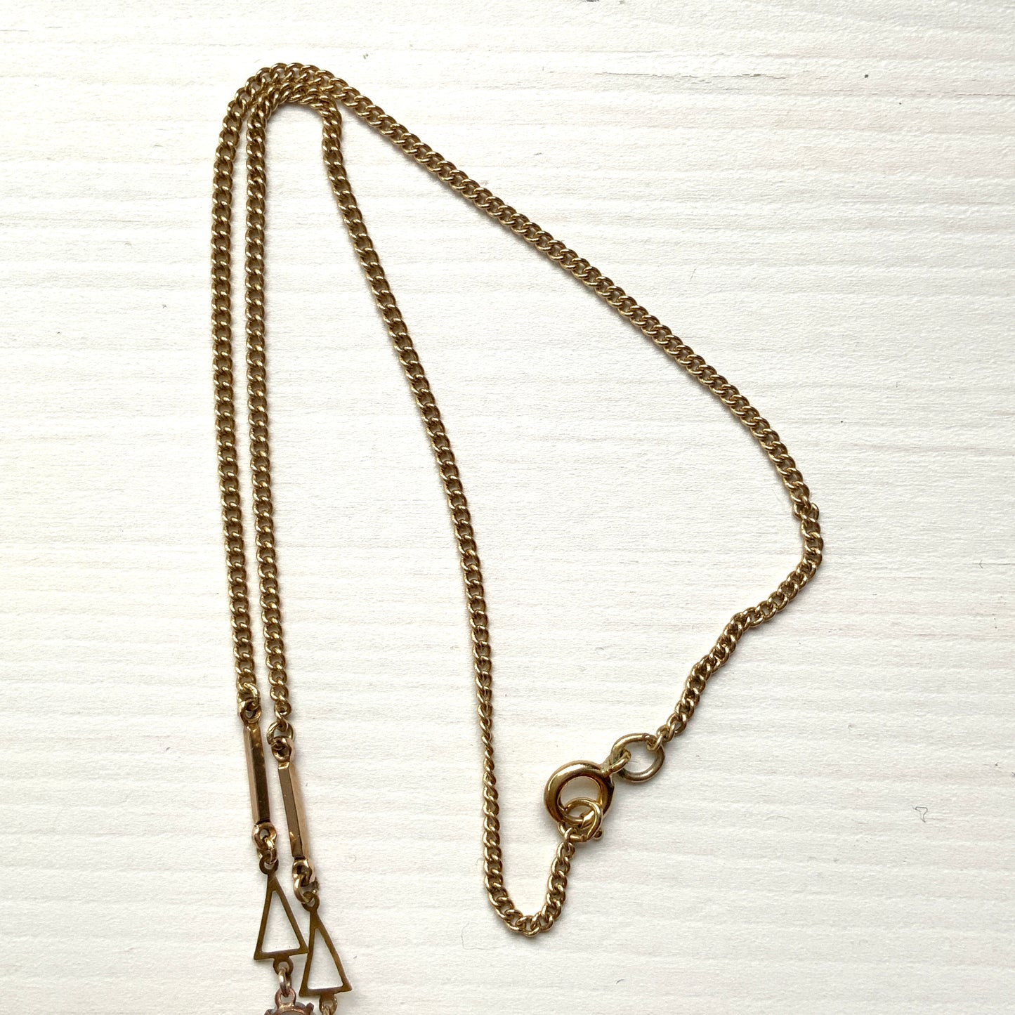 VINTAGE 1920s ART DECO Aqua Blue Glass Heart Necklace, ヴィンテージ 1920年代 アールデコ アクアブルーガラスハートネックレス