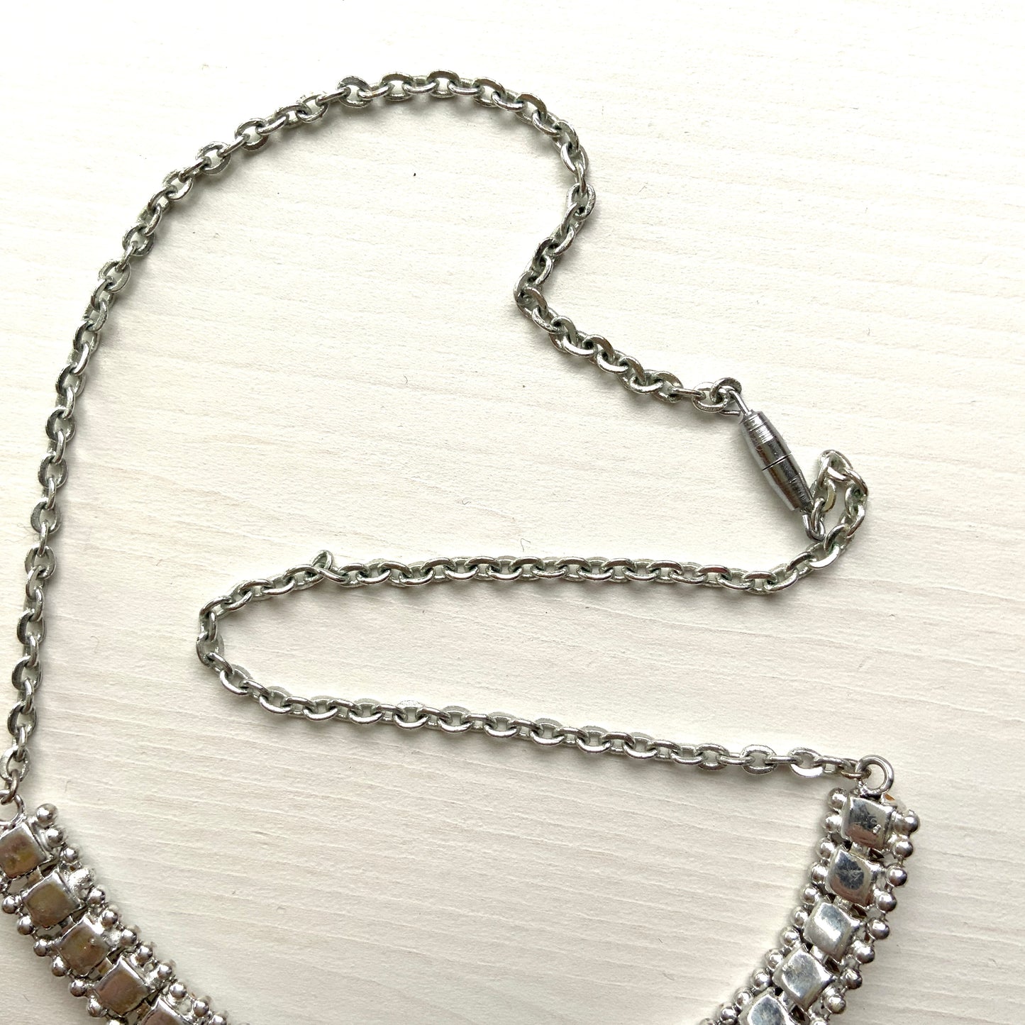 VINTAGE 1950s Opaline Glass Heart Necklace ヴィンテージ 1950年代 オパリングラス ハートネックレス