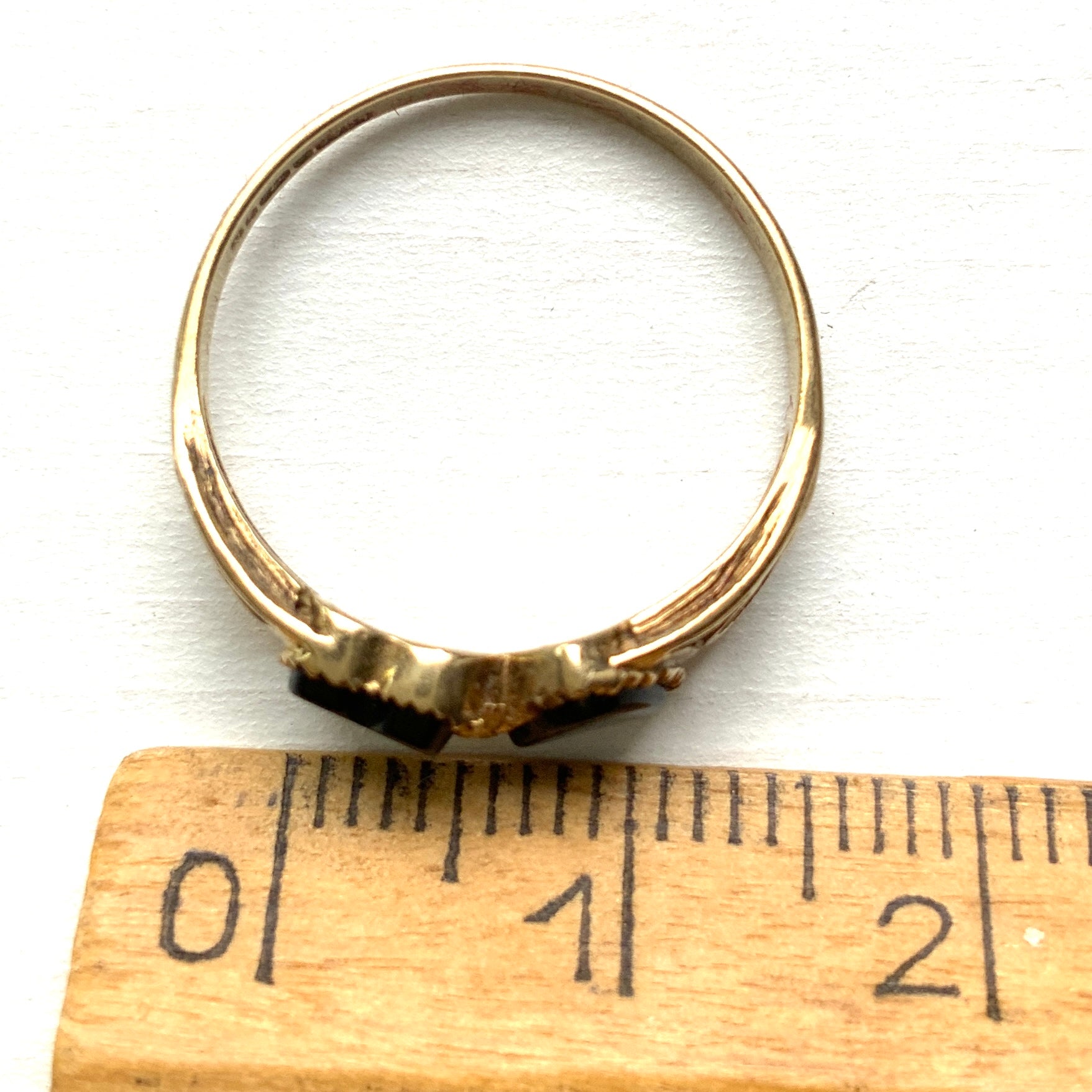 VINTAGE 9ct Gold Onyx Double Heart Ring ヴィンテージ 9金ゴールド オニキス ダブルハートリング