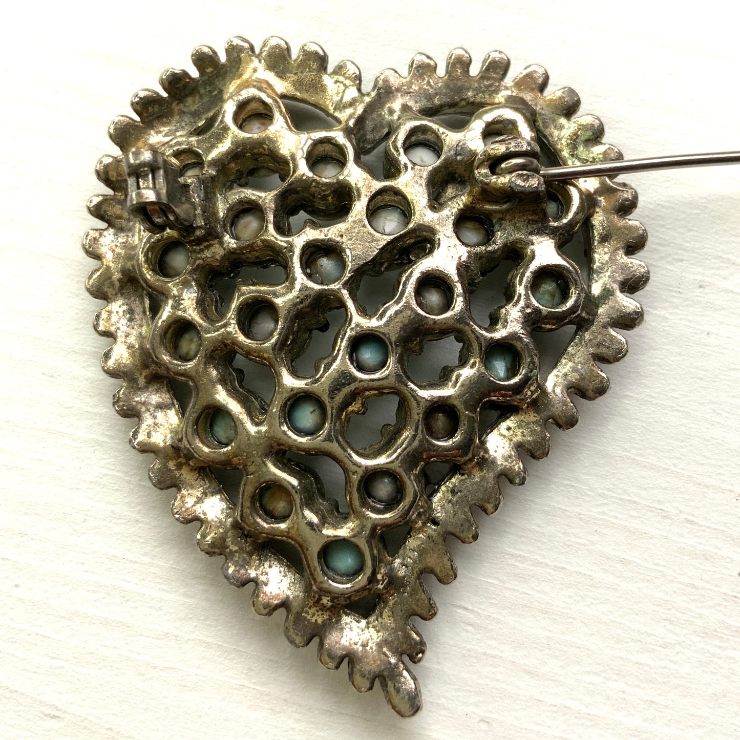 VINTAGE 1950-1960s Faux Turquoise Heart Brooch ヴィンテージ フェイクターコイズ ハート ブローチ