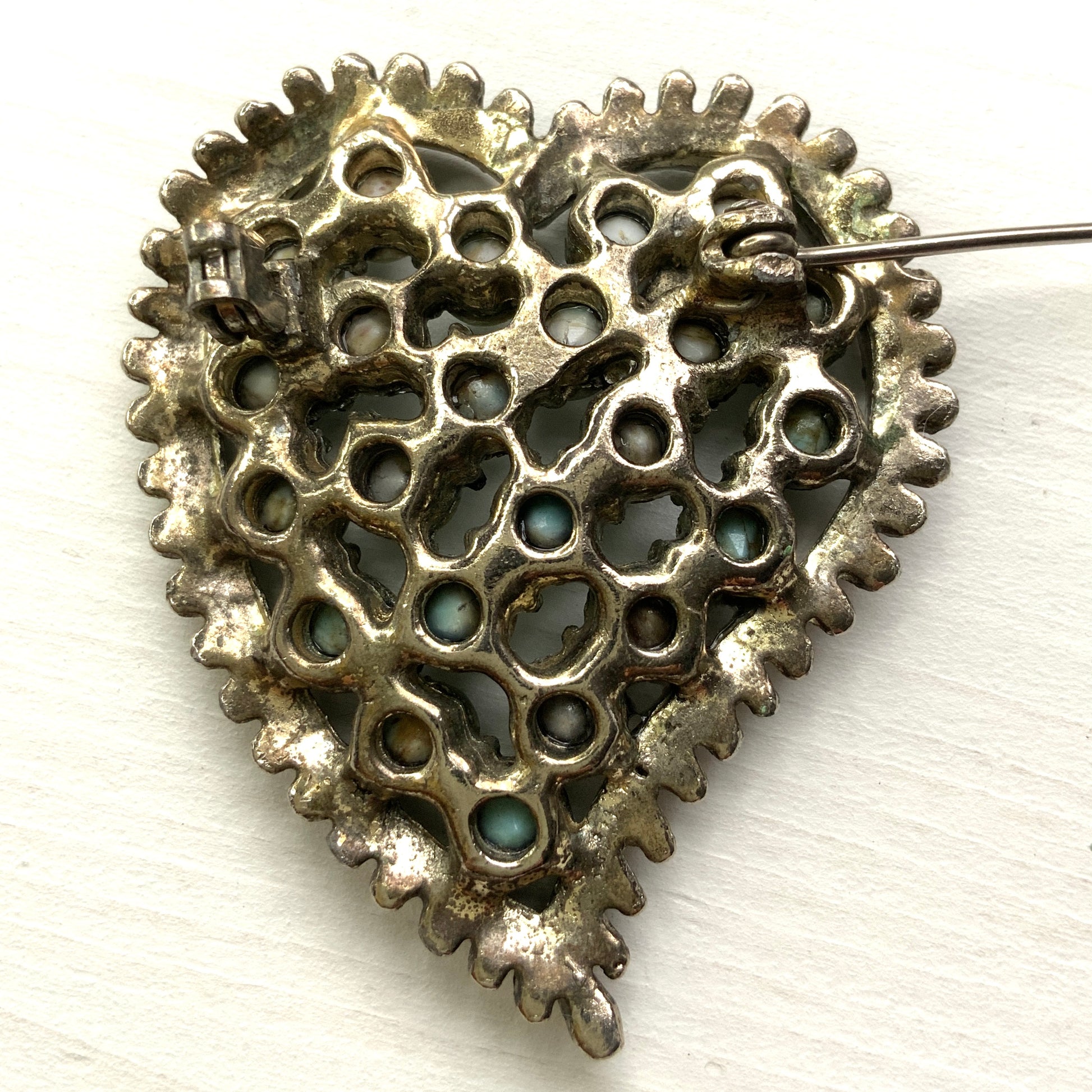 VINTAGE 1950-1960s Faux Turquoise Heart Brooch ヴィンテージ フェイクターコイズ ハート ブローチ