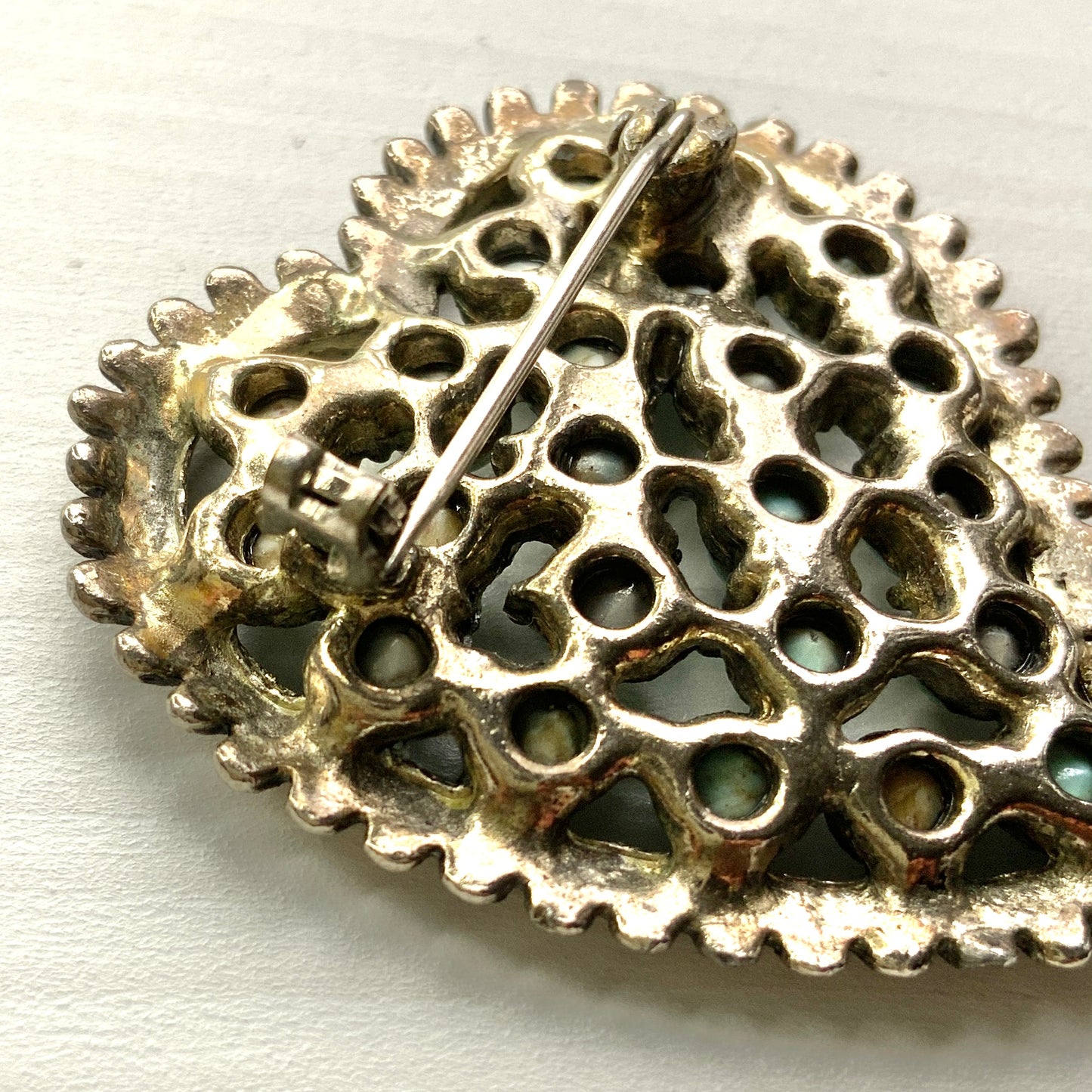 VINTAGE 1950-1960s Faux Turquoise Heart Brooch ヴィンテージ フェイクターコイズ ハート ブローチ