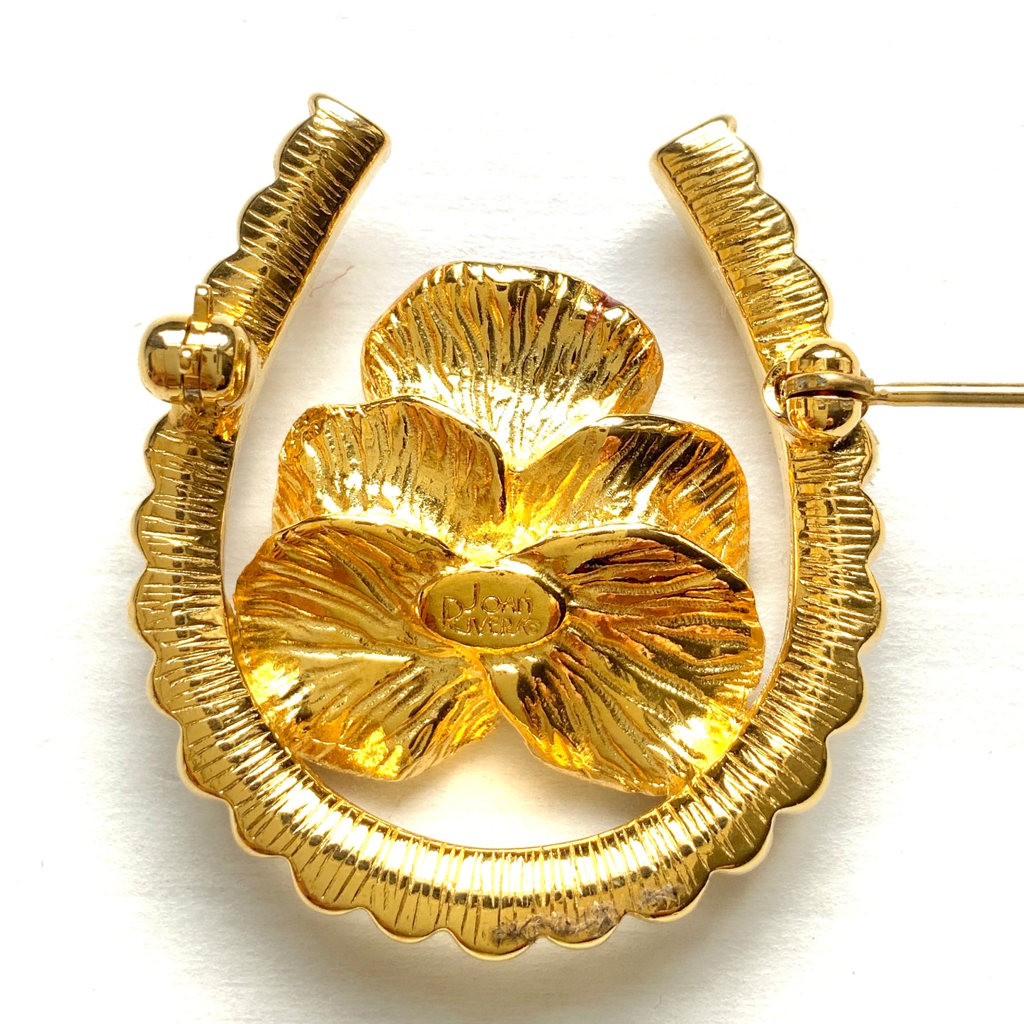 VINTAGE JOAN RIVERS Pansy & Horse Shoe Brooch