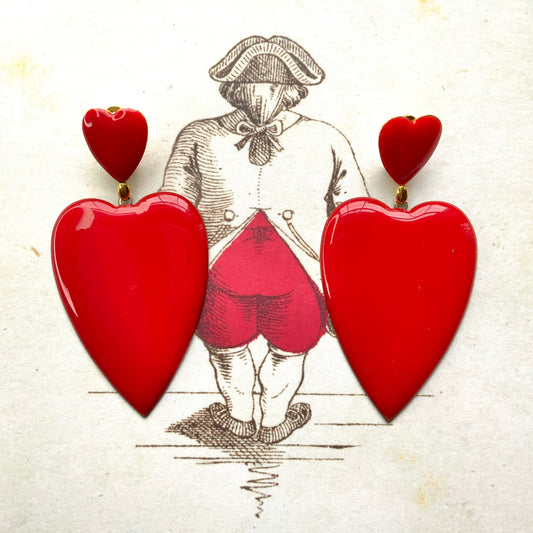 VINTAGE 1970-80s Red Enamel Heart Clip-On Earrings ヴィンテージ レッドエナメルハート クリップイヤリング