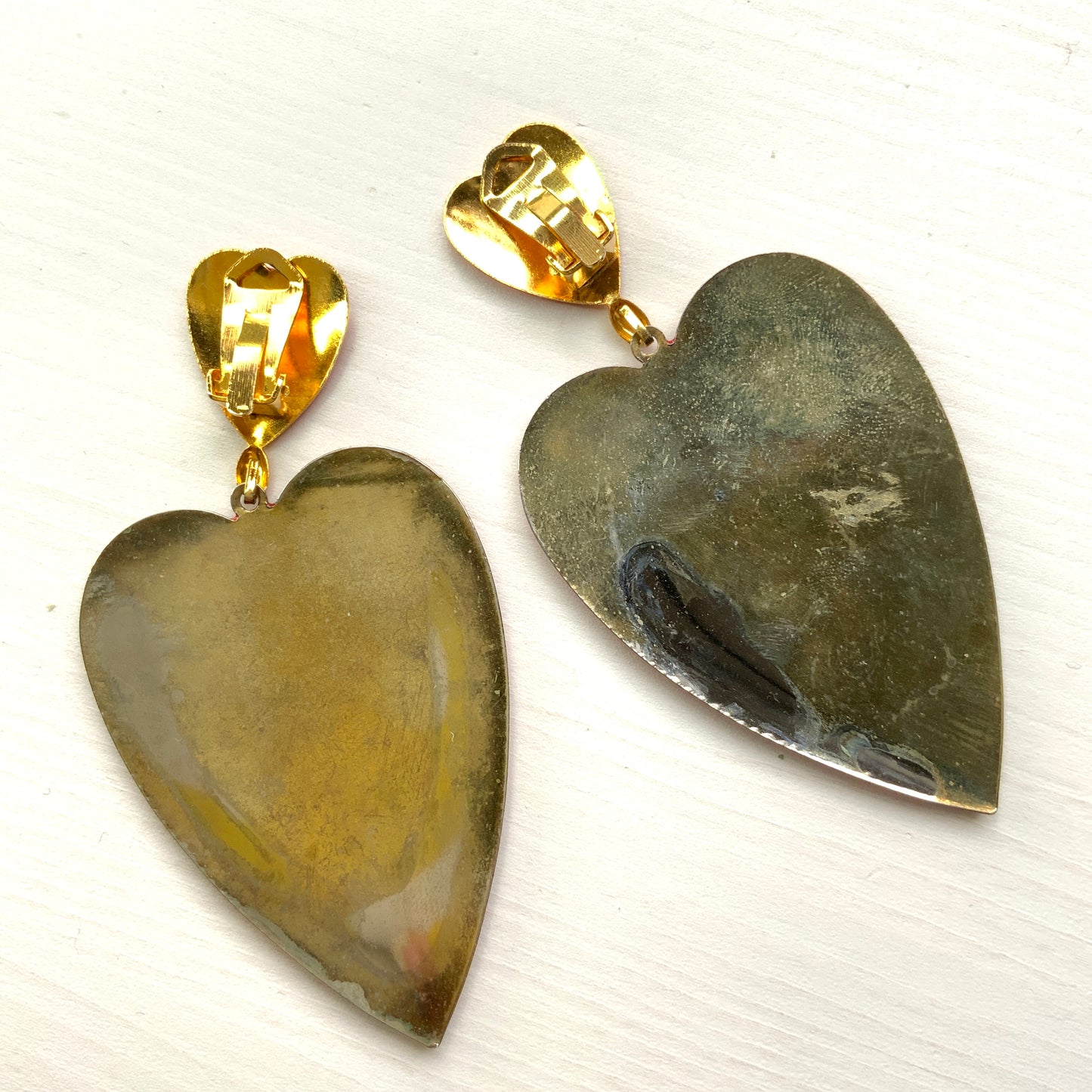 VINTAGE 1970-80s Red Enamel Heart Clip-On Earrings ヴィンテージ レッドエナメルハート クリップイヤリング