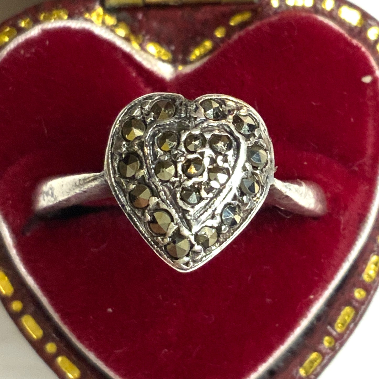 VINTAGE Silver Marcaiste Heart Ring ヴィンテージ シルバー マーカサイト ハート リング