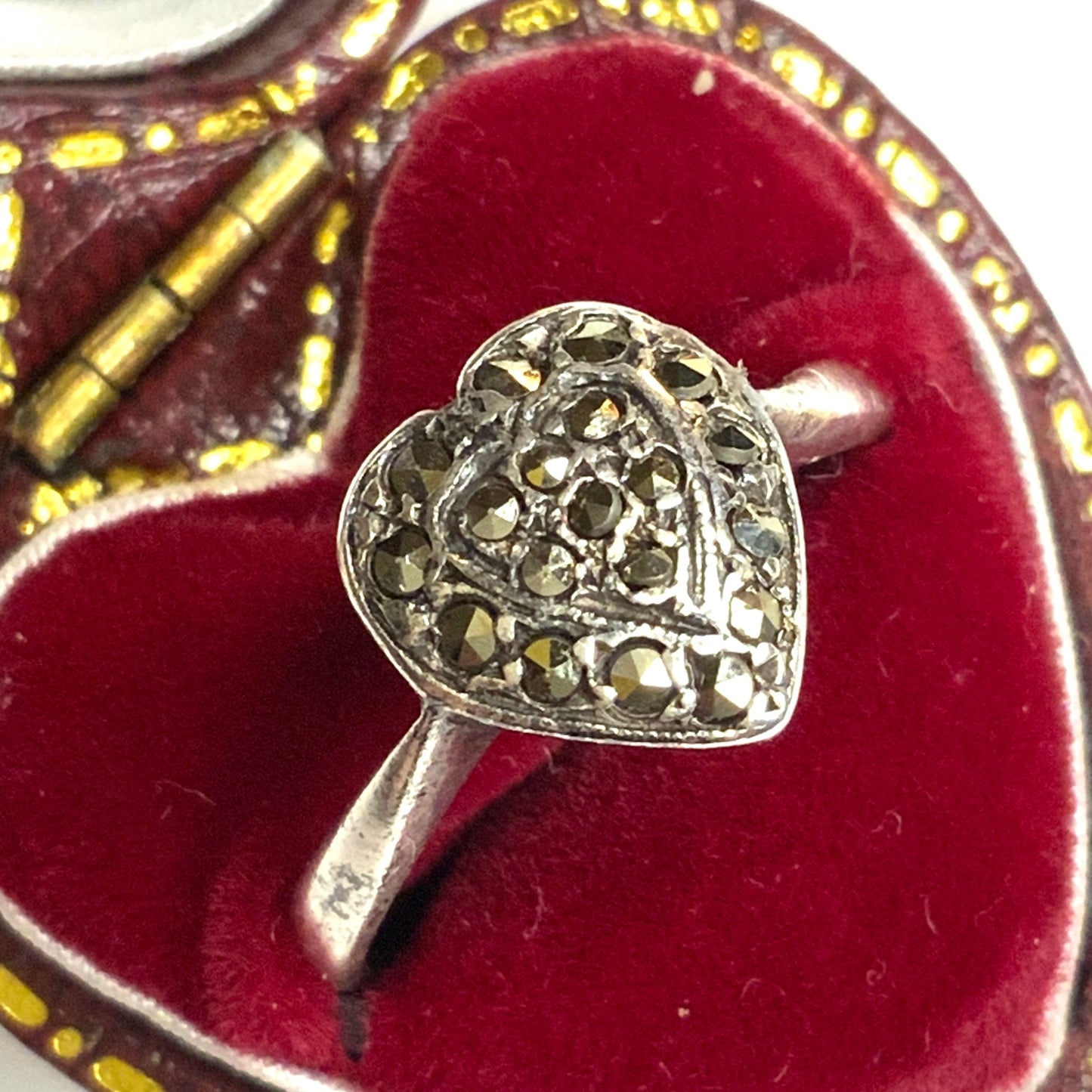 VINTAGE Silver Marcaiste Heart Ring ヴィンテージ シルバー マーカサイト ハート リング