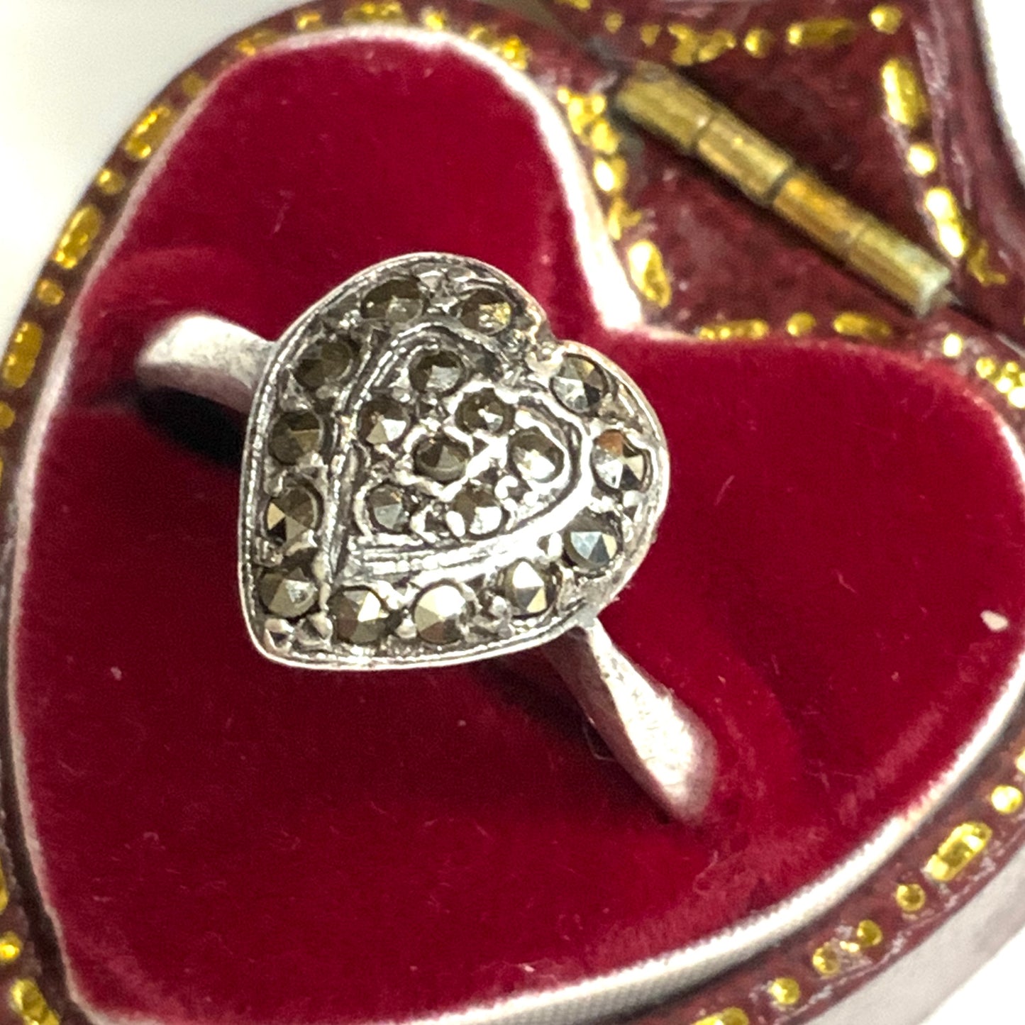 VINTAGE Silver Marcaiste Heart Ring ヴィンテージ シルバー マーカサイト ハート リング