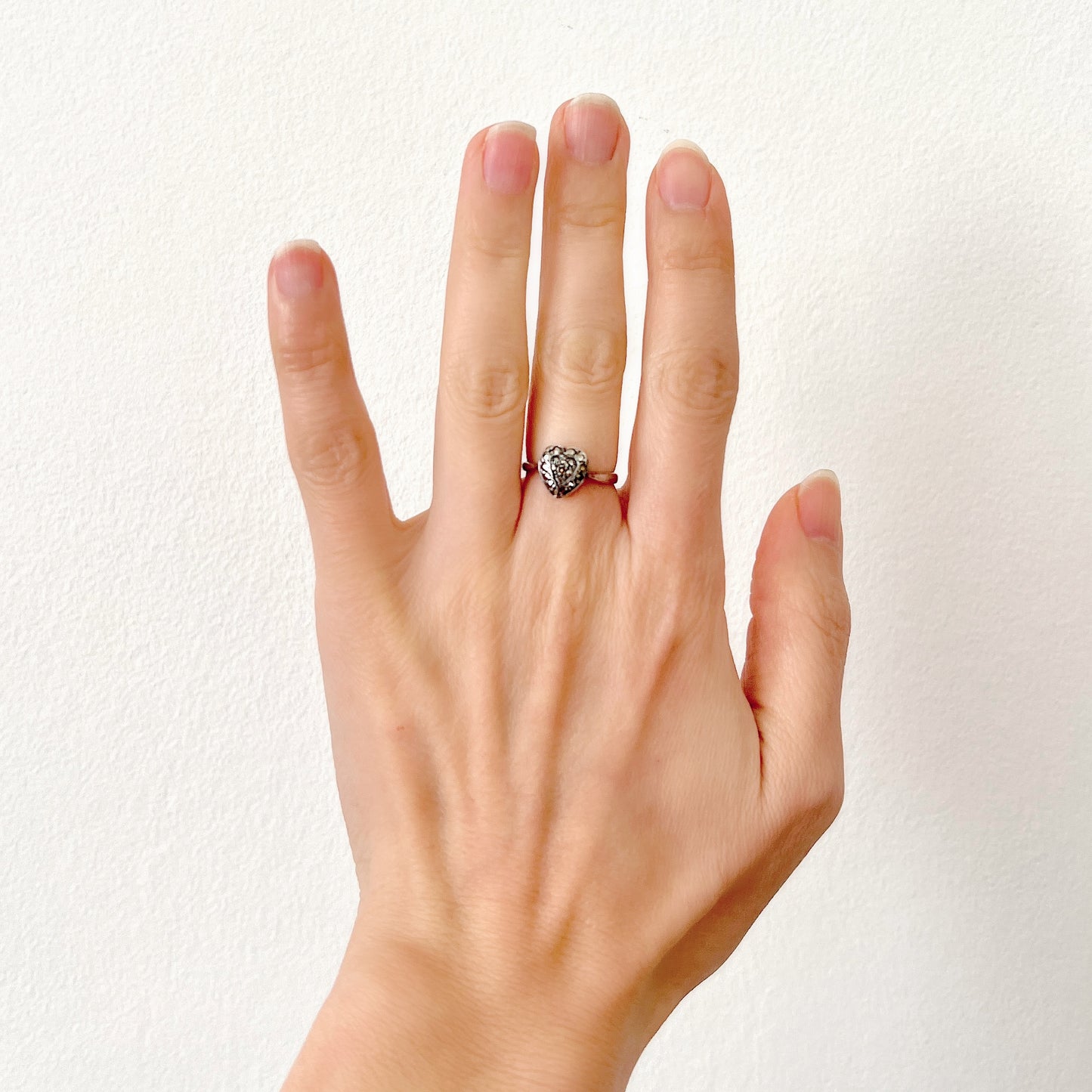 VINTAGE Silver Marcaiste Heart Ring ヴィンテージ シルバー マーカサイト ハート リング