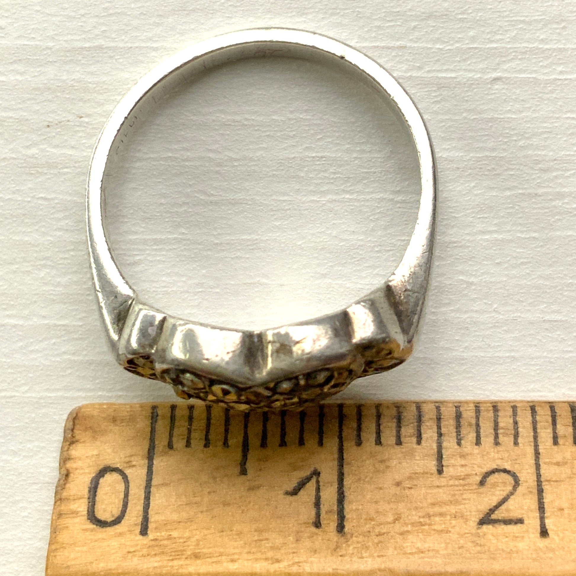VINTAGE Silver Marcasite Wing-Accented Heart Ring ヴィンテージ シルバー マーカサイト 羽つきハート リング