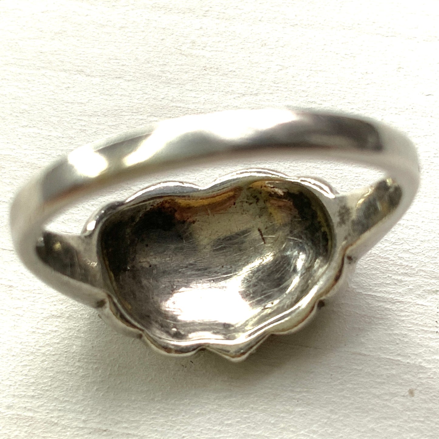 VINTAGE Silver Marcasite Wing-Accented Heart Ring ヴィンテージ シルバー マーカサイト 羽つきハート リング