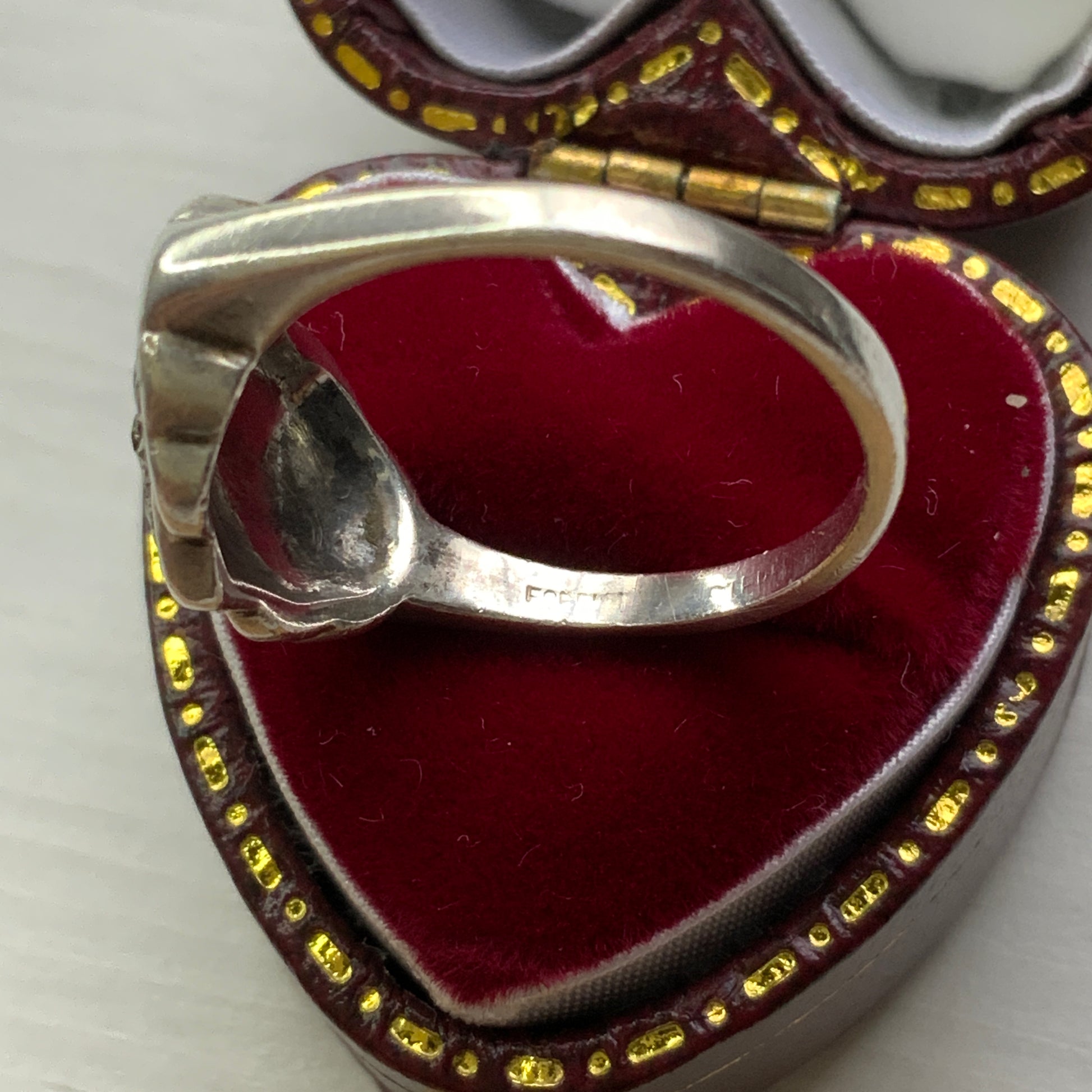 VINTAGE Silver Marcasite Wing-Accented Heart Ring ヴィンテージ シルバー マーカサイト 羽つきハート リング