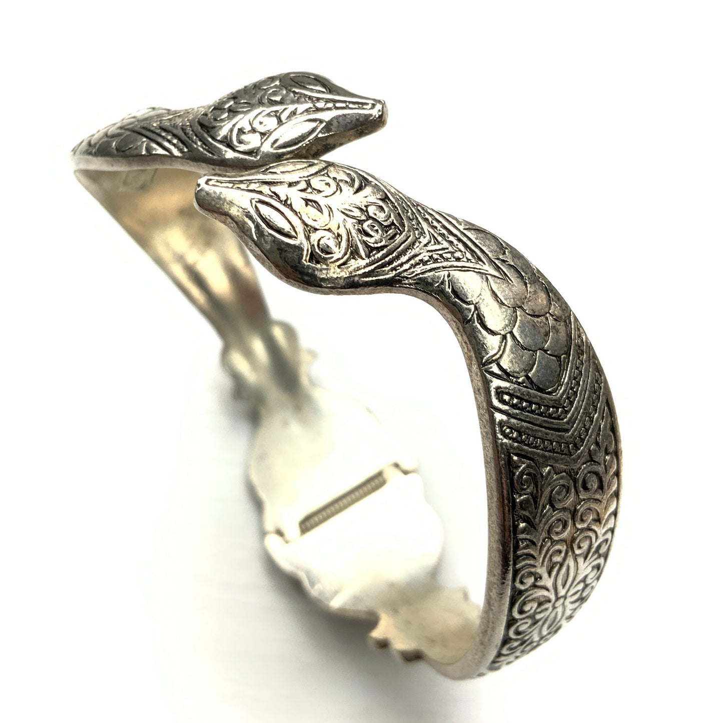 VINTAGE Double Face Silver Snake Bangle Bracelet