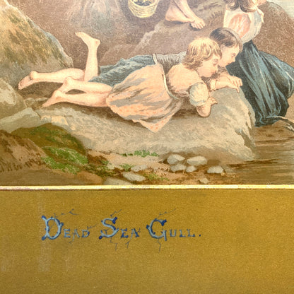 A late Victorian antique print of “The Dead Sea Gull” by Myles Birket Foster. ヴィクトリアン後期頃のマイルズ・バーケット・フォスターの “The Dead Sea Gull” のアンティークプリント。