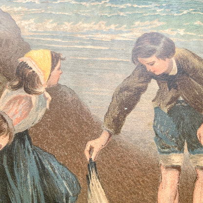 A late Victorian antique print of “The Dead Sea Gull” by Myles Birket Foster. ヴィクトリアン後期頃のマイルズ・バーケット・フォスターの “The Dead Sea Gull” のアンティークプリント。