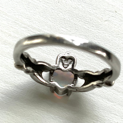 VINTAGE Opal Claddagh Silver Ring