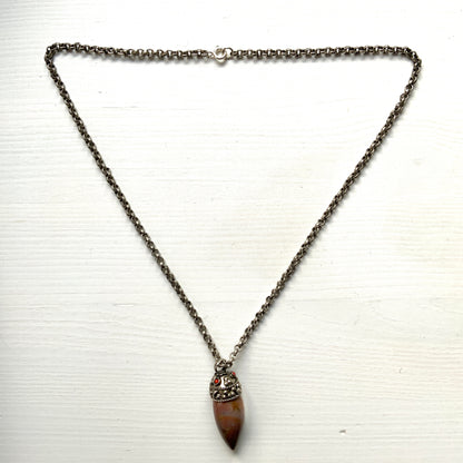 VINTAGE Brown Spike Stone Necklace