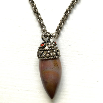 VINTAGE Brown Spike Stone Necklace