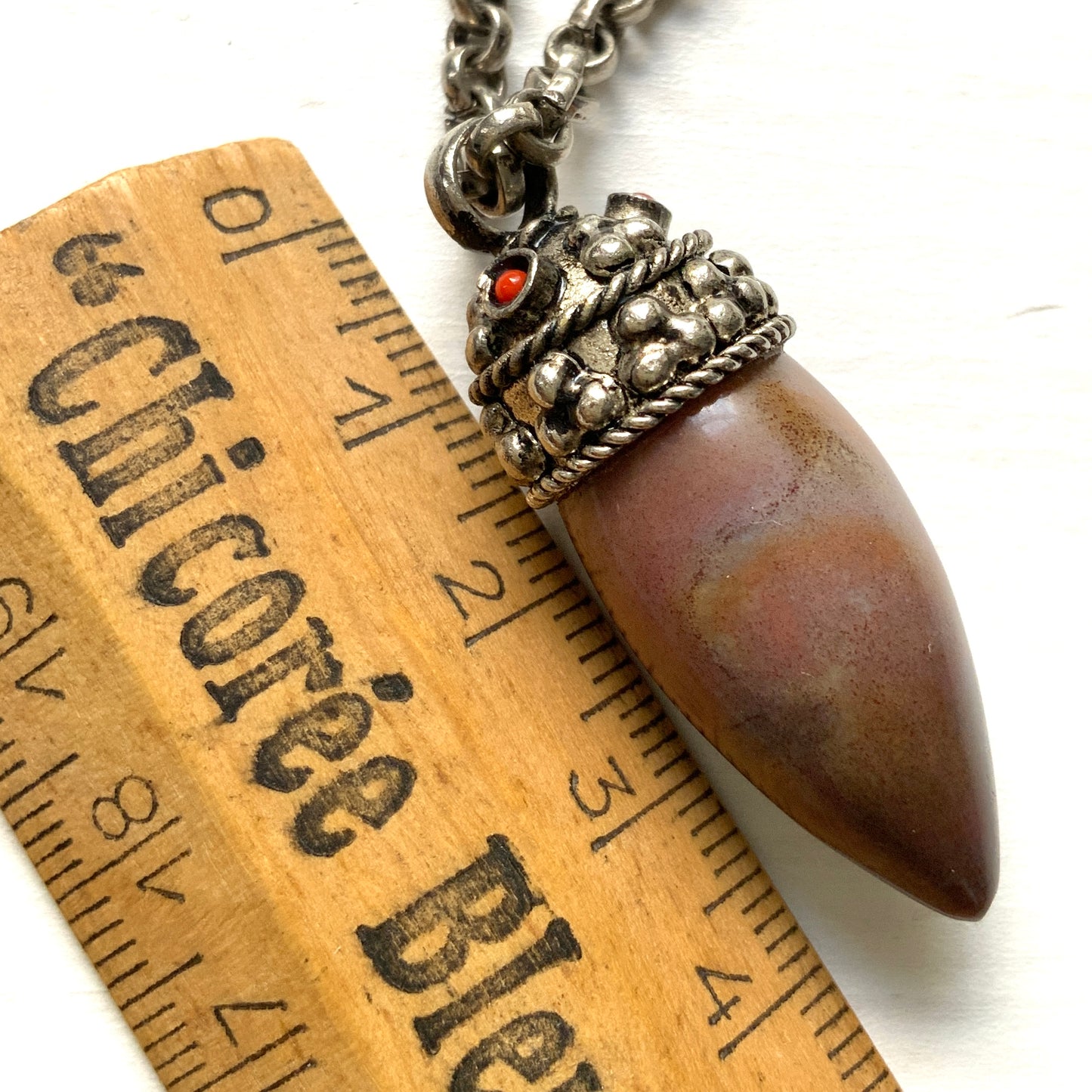 VINTAGE Brown Spike Stone Necklace