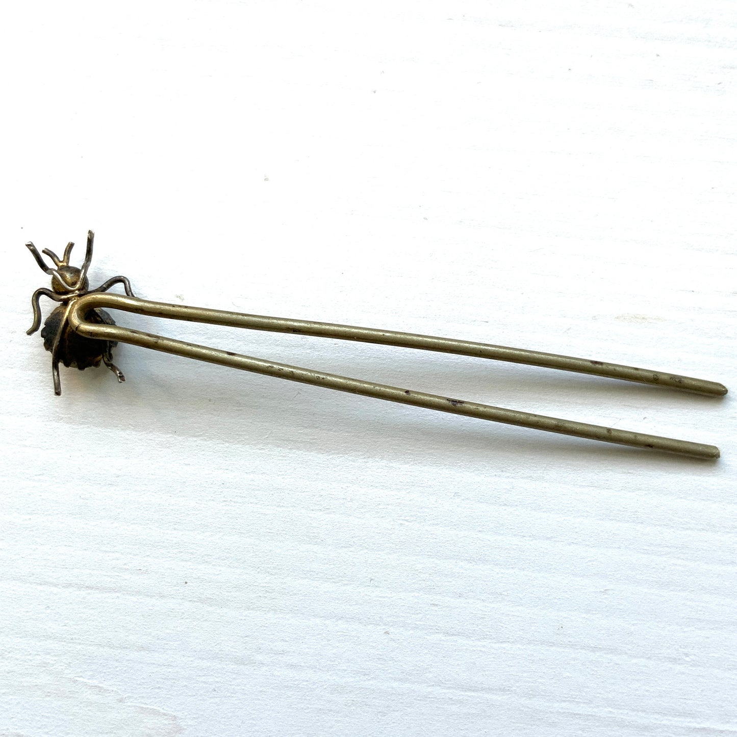 ANTIQUE VICTORIAN Clear Rhinestone Spider/Bug Hair Pin