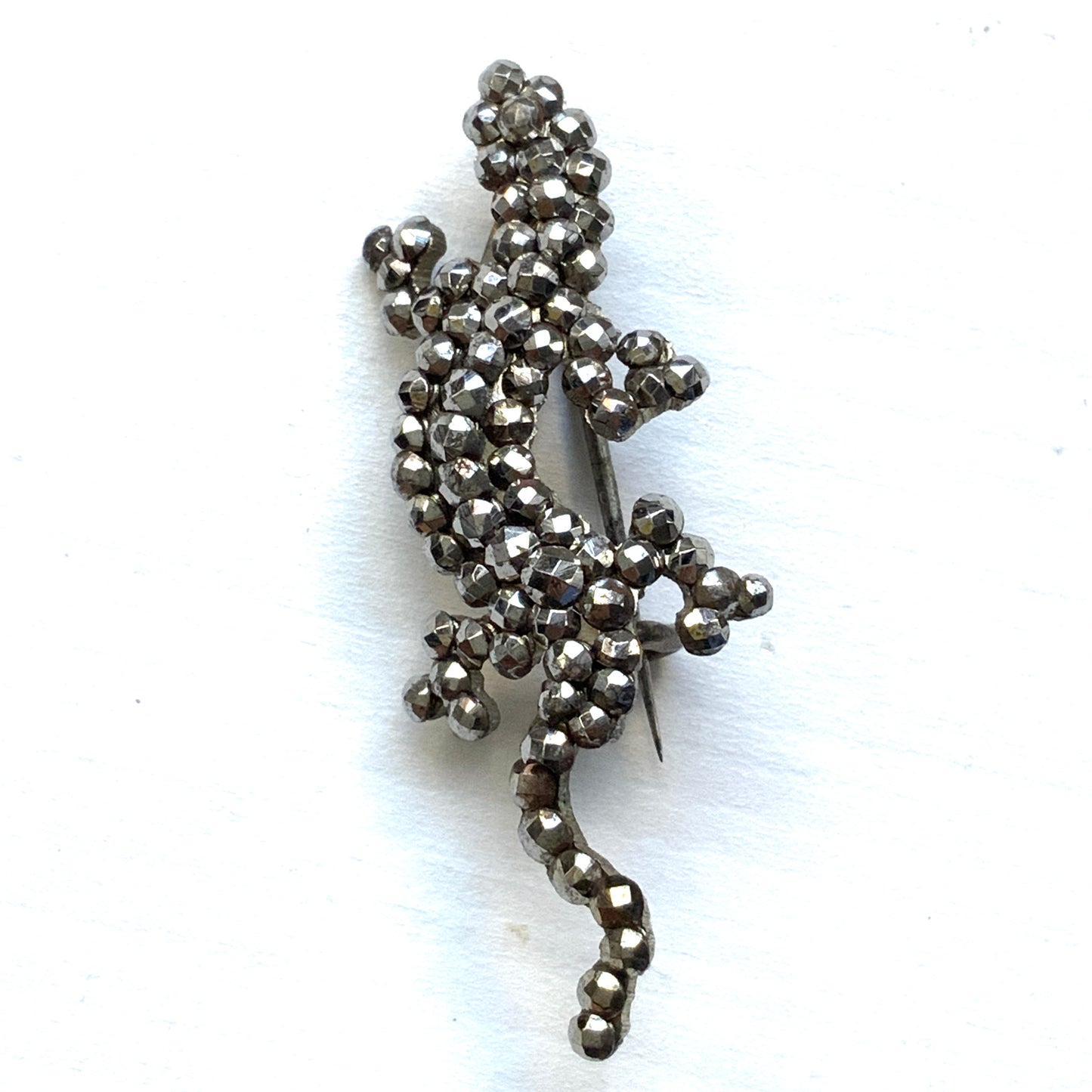 ANTIQUE GEORGIAN Cut Steel lizard/Gecko Mini Brooch