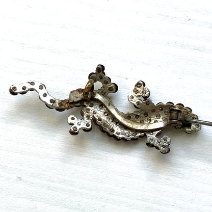 ANTIQUE GEORGIAN Cut Steel lizard/Gecko Mini Brooch