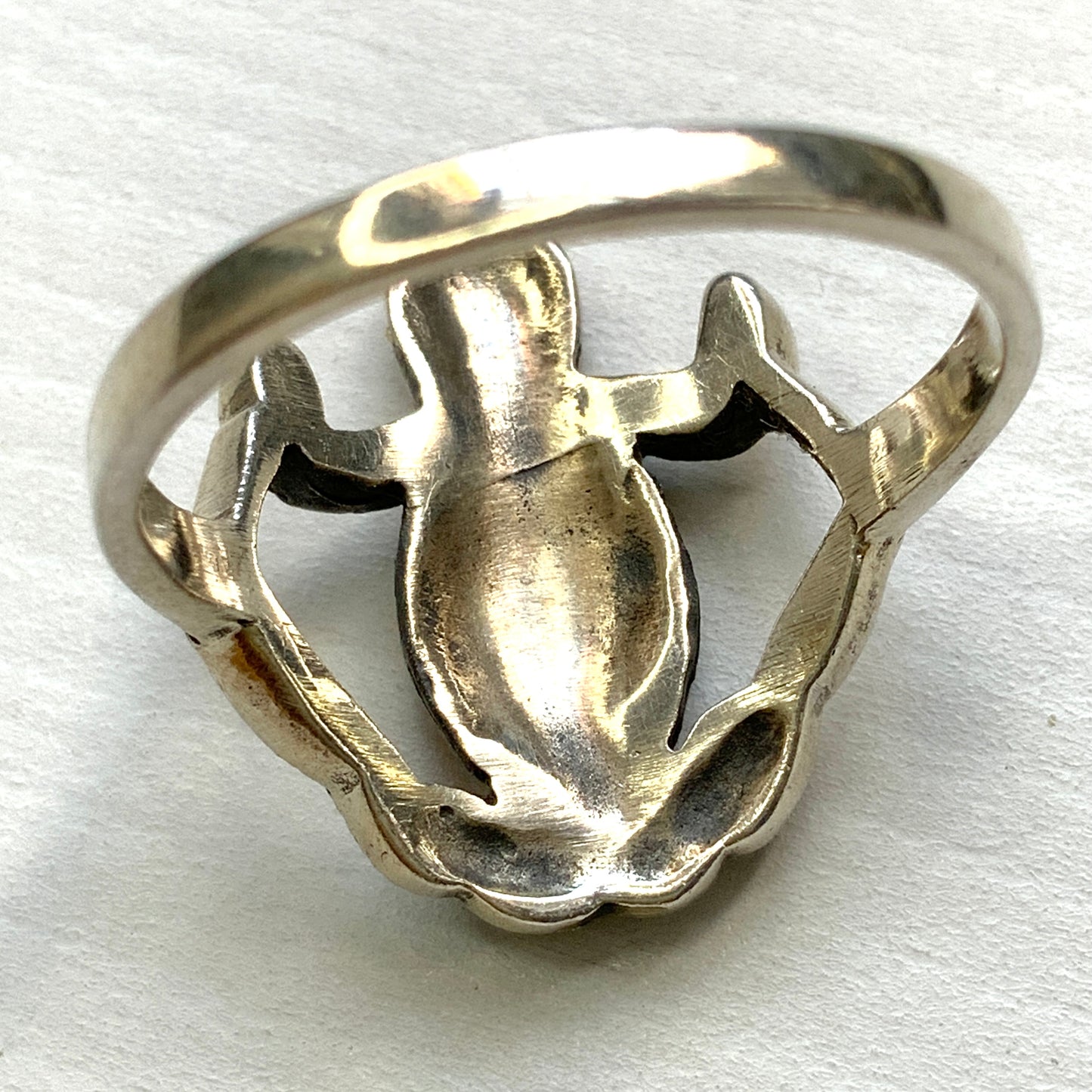 MODERN Marcasite Frog Silver Ring