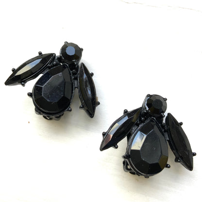 VINTAGE Black Bug Clip Earrings