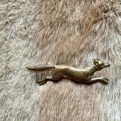 VINTAGE Brass Tone Metal Fox Mini Brooch