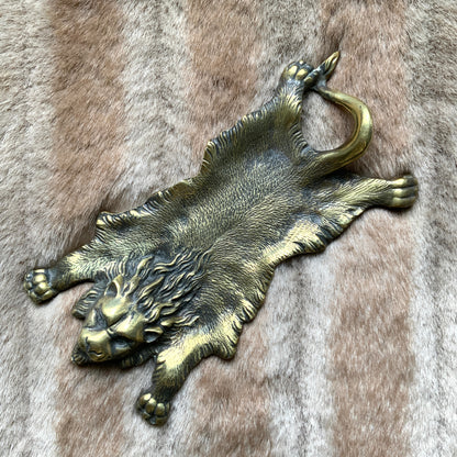 ANTIQUE Brass Lion Skin Rug Trinket Dish/Tray