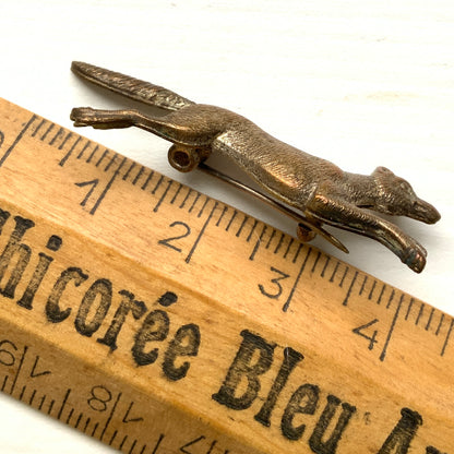 VINTAGE Brass Tone Metal Fox Mini Brooch