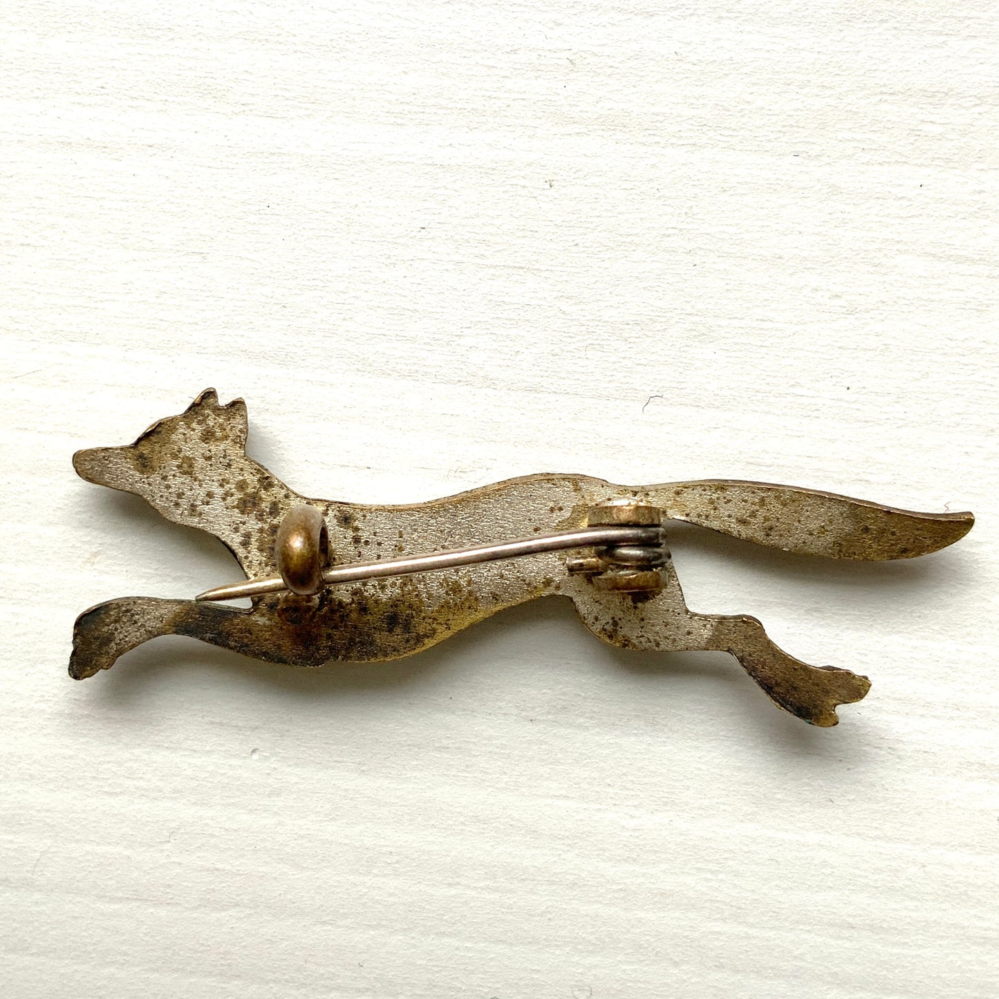 VINTAGE Brass Tone Metal Fox Mini Brooch