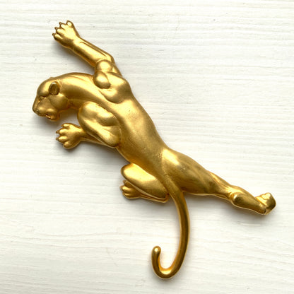 VINTAGE 1986 JJ Big Gold Tone Jaguar Brooch