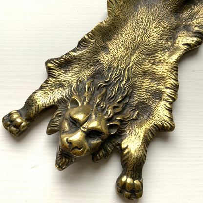 ANTIQUE Brass Lion Skin Rug Trinket Dish/Tray