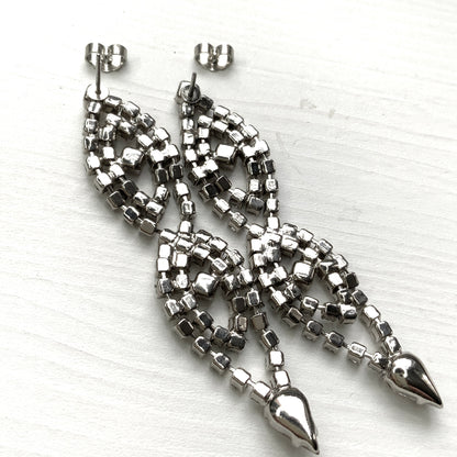 VINTAGE Rhinestone Drop Pierced Earrings