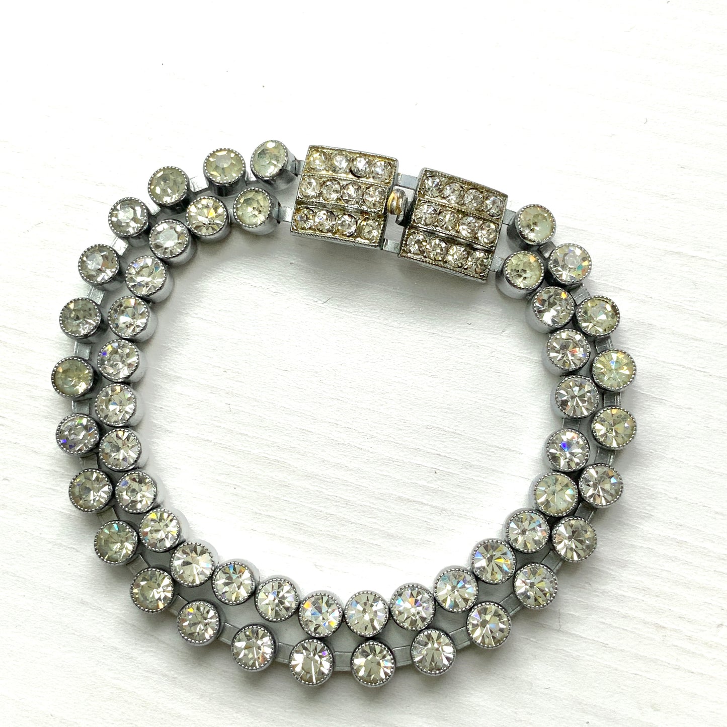 VINTAGE 1950's Rhinestone Double Strands Bracelet