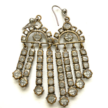 VINTAGE ART DECO Clear Glass Fringe/Tassel Pierced Earrings