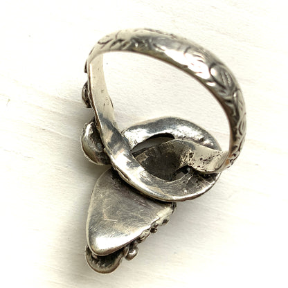 VINTAGE Onyx Cobra Snake Silver Ring