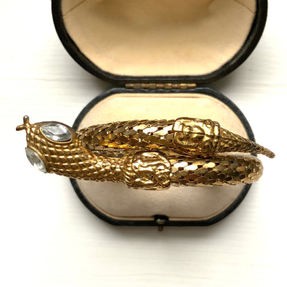 VINTAGE 1970-80's Gold Tone Mesh Metal Snake Bangle