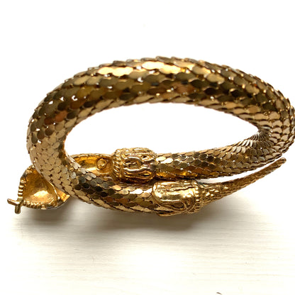 VINTAGE 1970-80's Gold Tone Mesh Metal Snake Bangle