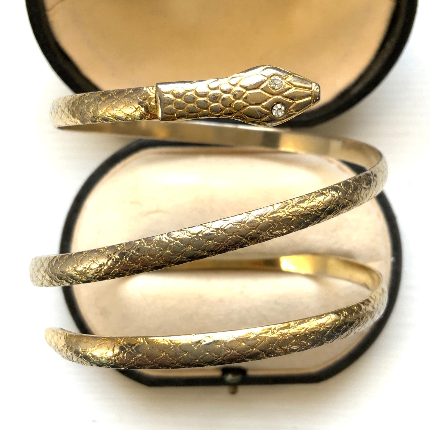 VINTAGE Gold Tone Snake Coiled Bangle