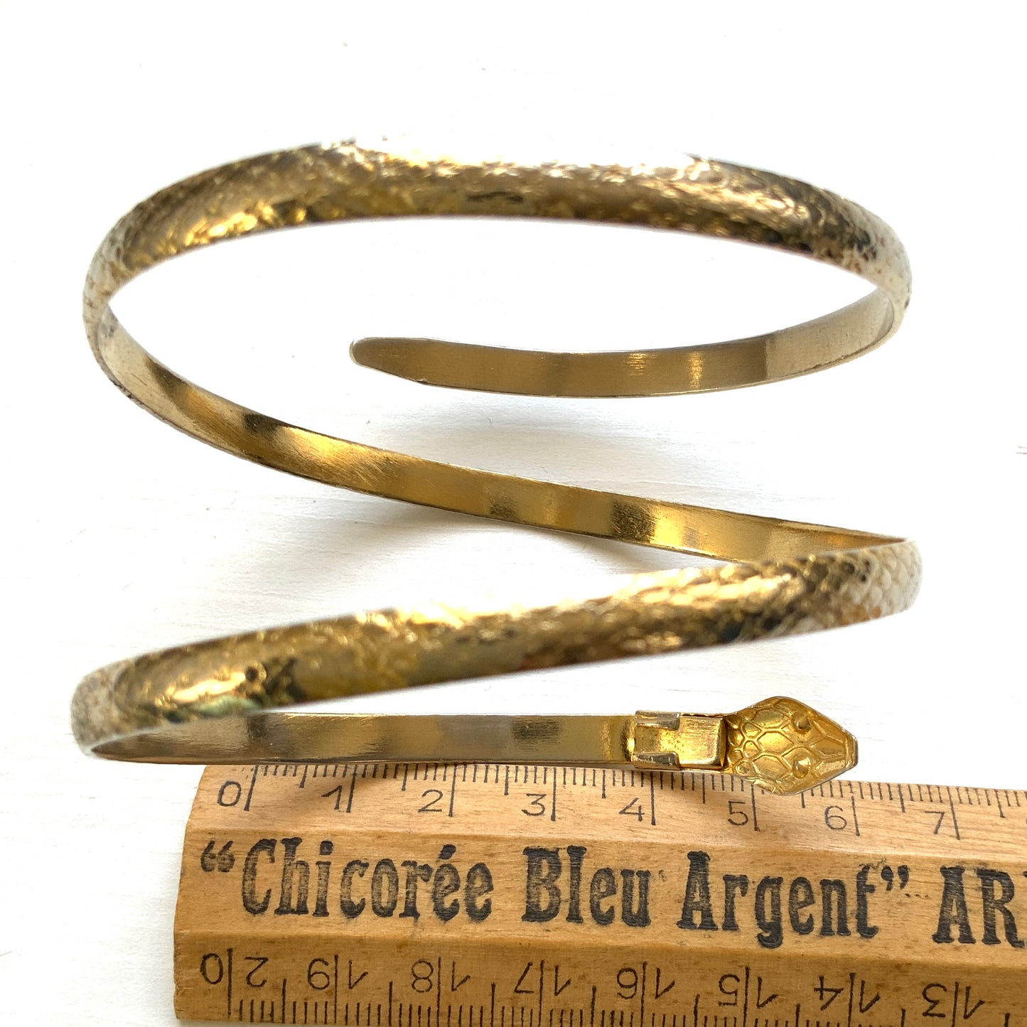 VINTAGE Gold Tone Snake Coiled Bangle